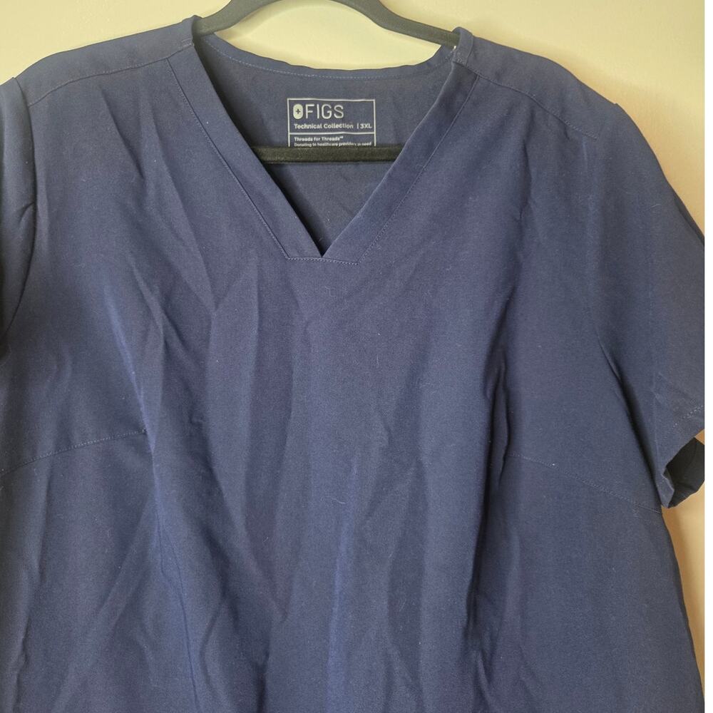 Figs Technical Collection Womens Size 3XL Navy Blue Short Sleeve Scrub Top